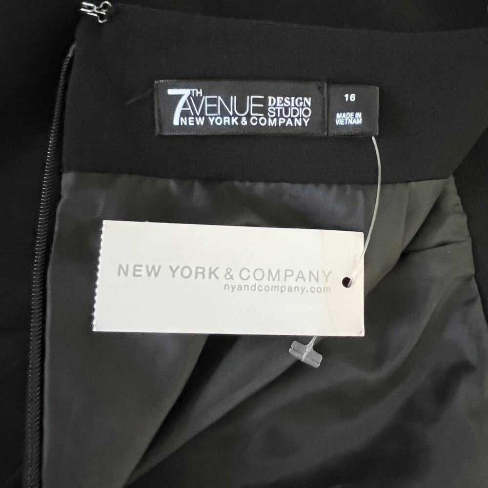 NY & Co 7th Avenue Design Pencil Skirt 16 Black Back Cinch New - Picture 6 of 16